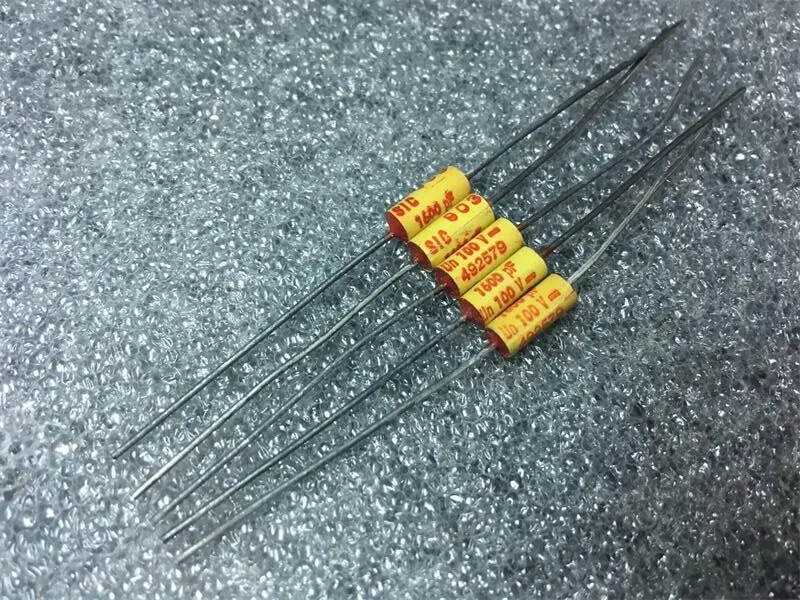 Genuine for France SIC Vintage Red Head 1600PF 100V Audio Axial Coupling Film Capacitor  30pcs