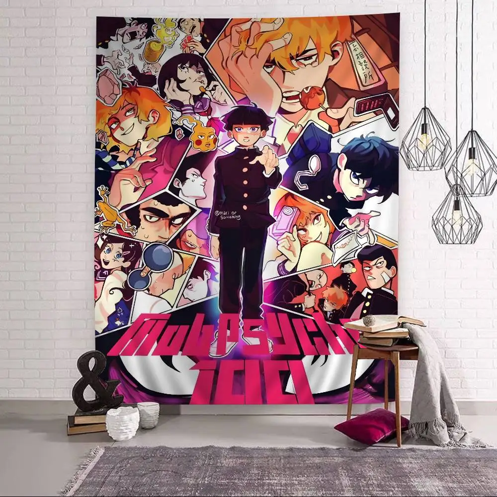 اليابان أنيمي الغوغاء النفسي 100 الكرتون نسيج ديكورات جدرانية للتعليق ديكور المنزل المنزلي