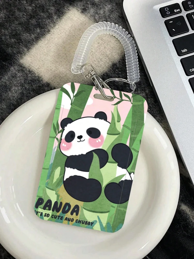 Cartoon Panda Badge Child Bus Card Cover Case Card Holder Bags Business Credit Card Holders Bank ID Holders Keychain