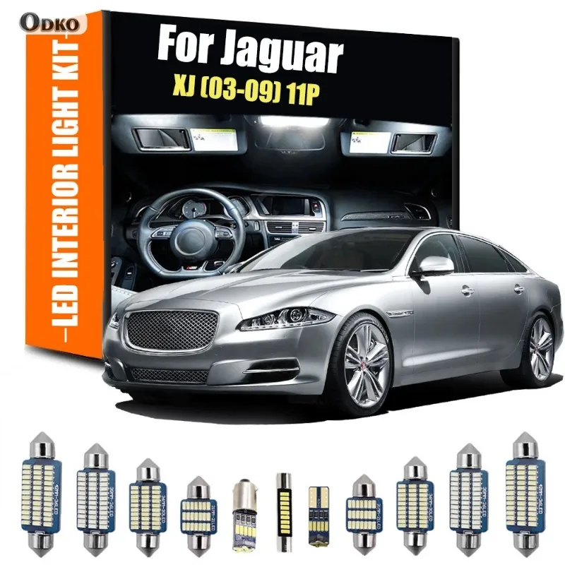 

For Jaguar XJ 2003-2009 11Pcs Car Indoor Lamp LED Interior Dome Reading Foot Light Kit Car Lights Signal Lamp