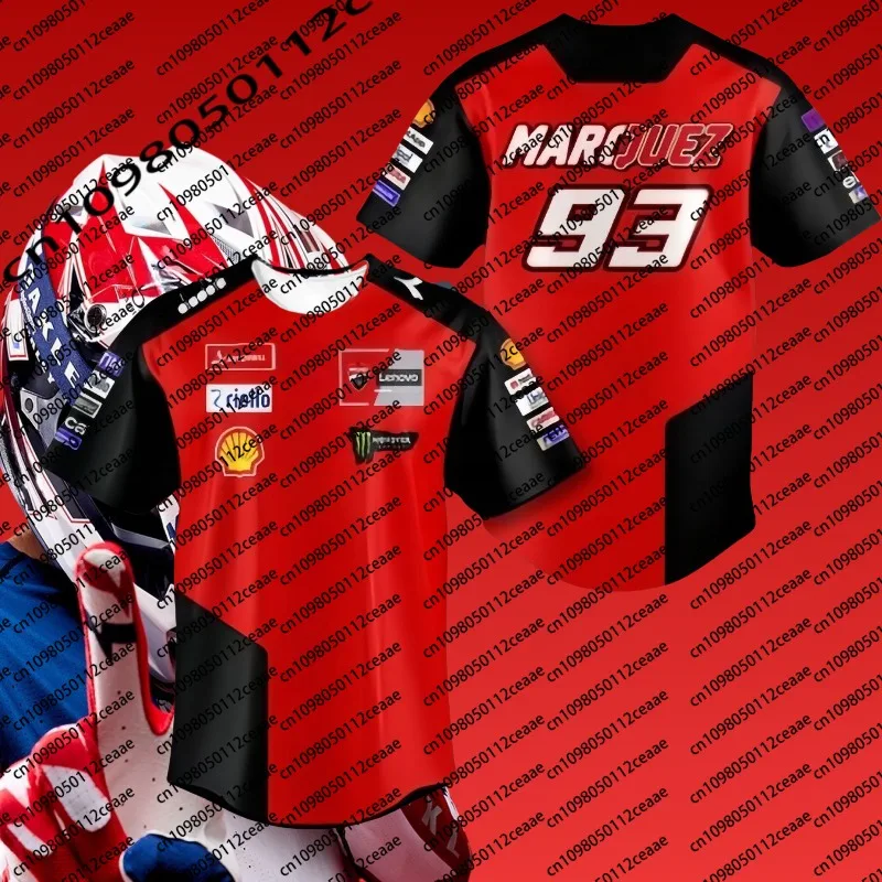 

2025 Men Women MOTO New Cycling Tee Motocross Loose Breathable Speed Drying Sports Shirt Marc Márquez Extra Large Casual Tee