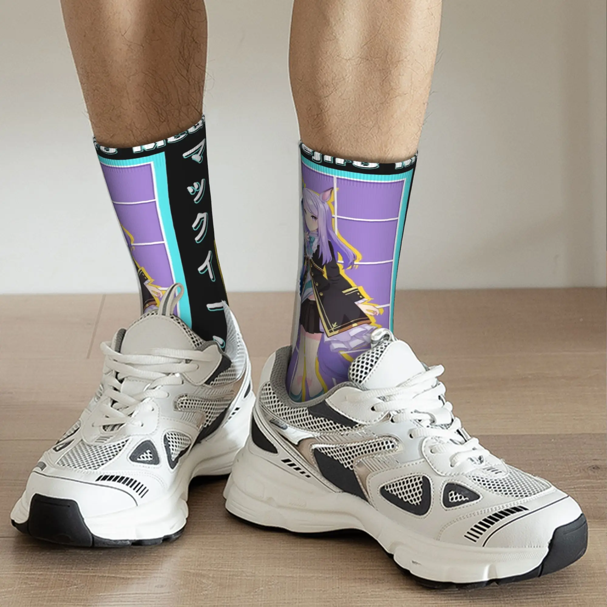 Fashion Mejiro McQueen Uma Musume  Skateboard Socks  Polyester Long Socks for Unisex Non-slip