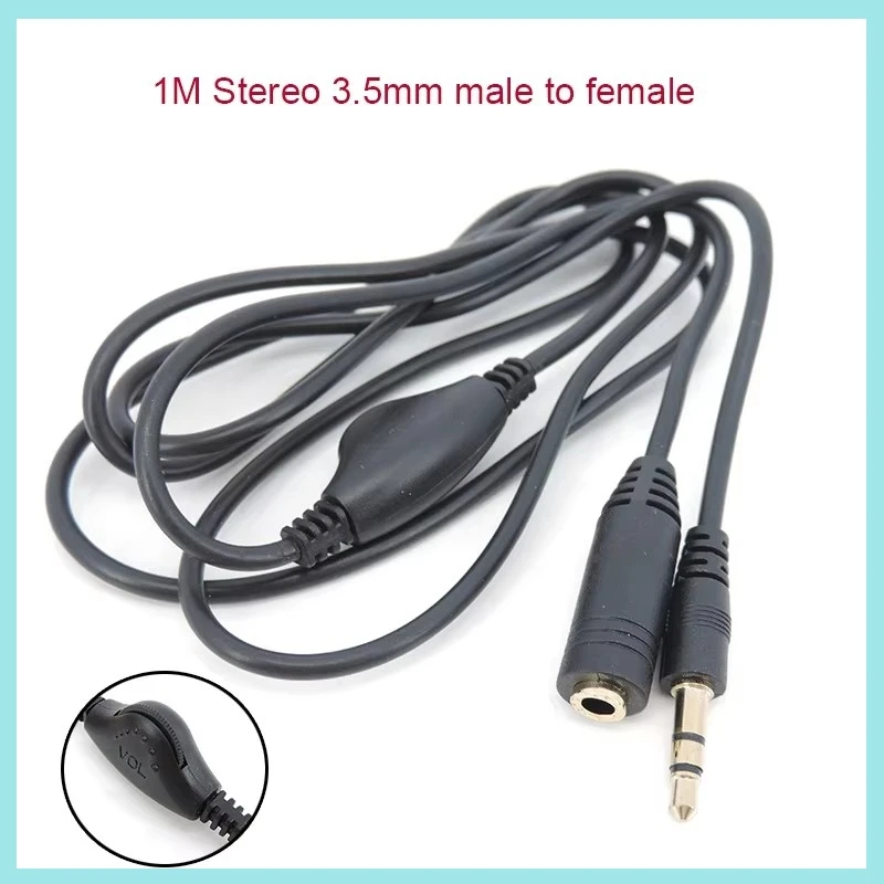 1/2/5pcs 1m 3.5mm Male To Female Audio Line With Tuning Pulley Extension Cable, Volume Control And Adjustment Pulley Type B2