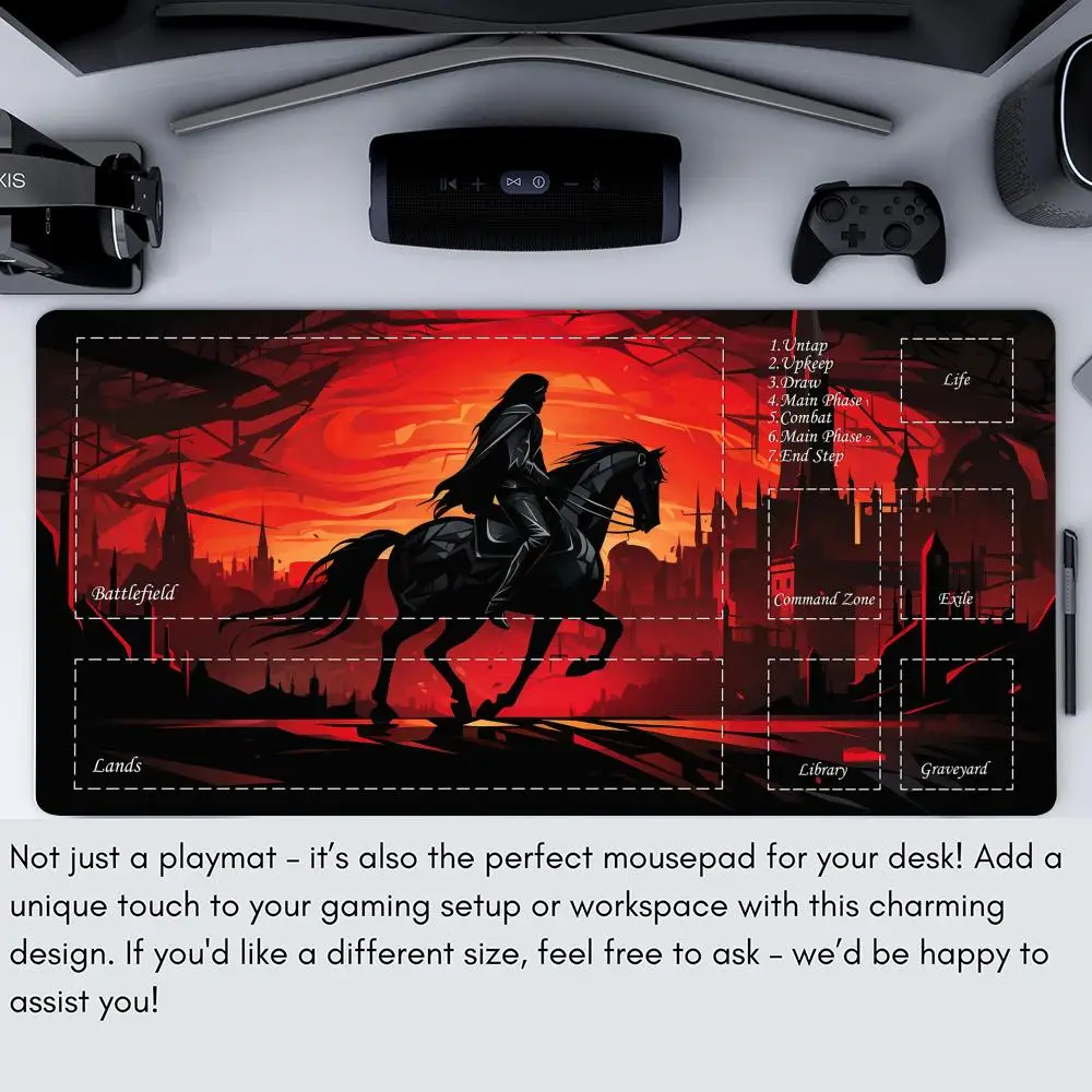 Tema misterioso samurai MTG Playmat 35X60CM Magic Card Battle Mat Antiscivolo Durevole Bordo cucito Tappetino da tavolo tappeto magico