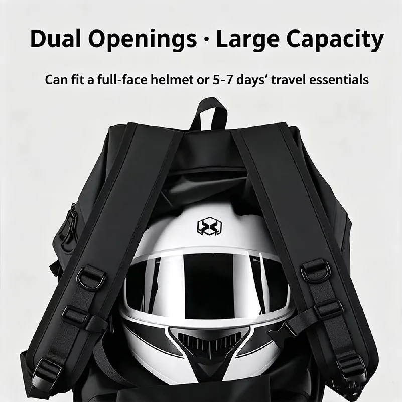 Motorcycle Helmet Backpack Large Capacity Waterproof Riding Backpack Reflective Travel Rucksack