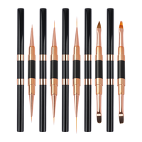 Professional Nail Art Brush Set 5pcs Double-Ended Nail Art Brushes For Long Lines, Thin Liner Brush For Nails Detail art tool