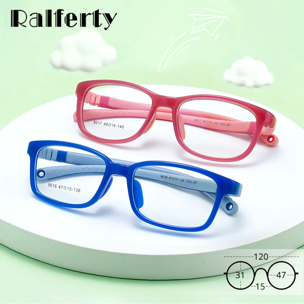 Ralferty Unbreakable Glasses For Kids Ultra-light Silicone Child Eyeglasses Frame Small Square Optical Frame Boys Girls 47 15