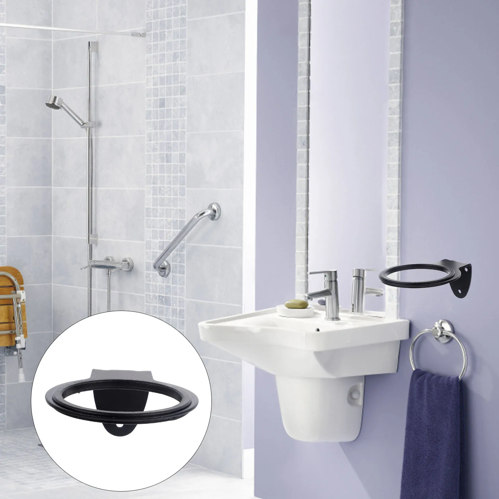 

1pc Hair Dryer Rack Wall Mounted Sturdy Stainless Steel Holder Storage Bathroom Toilet Home Hair Dryer Stand Household Electric