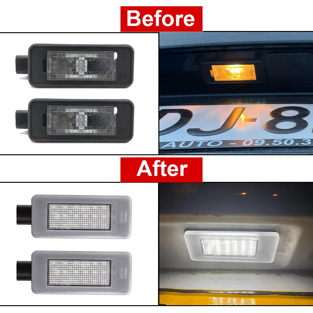 2PCS For Peugeot 308 II 3008 207 CC 208 2008 5008 LED License Plate Light Citroen C4 Picasso C5 III Number Plate Lamps