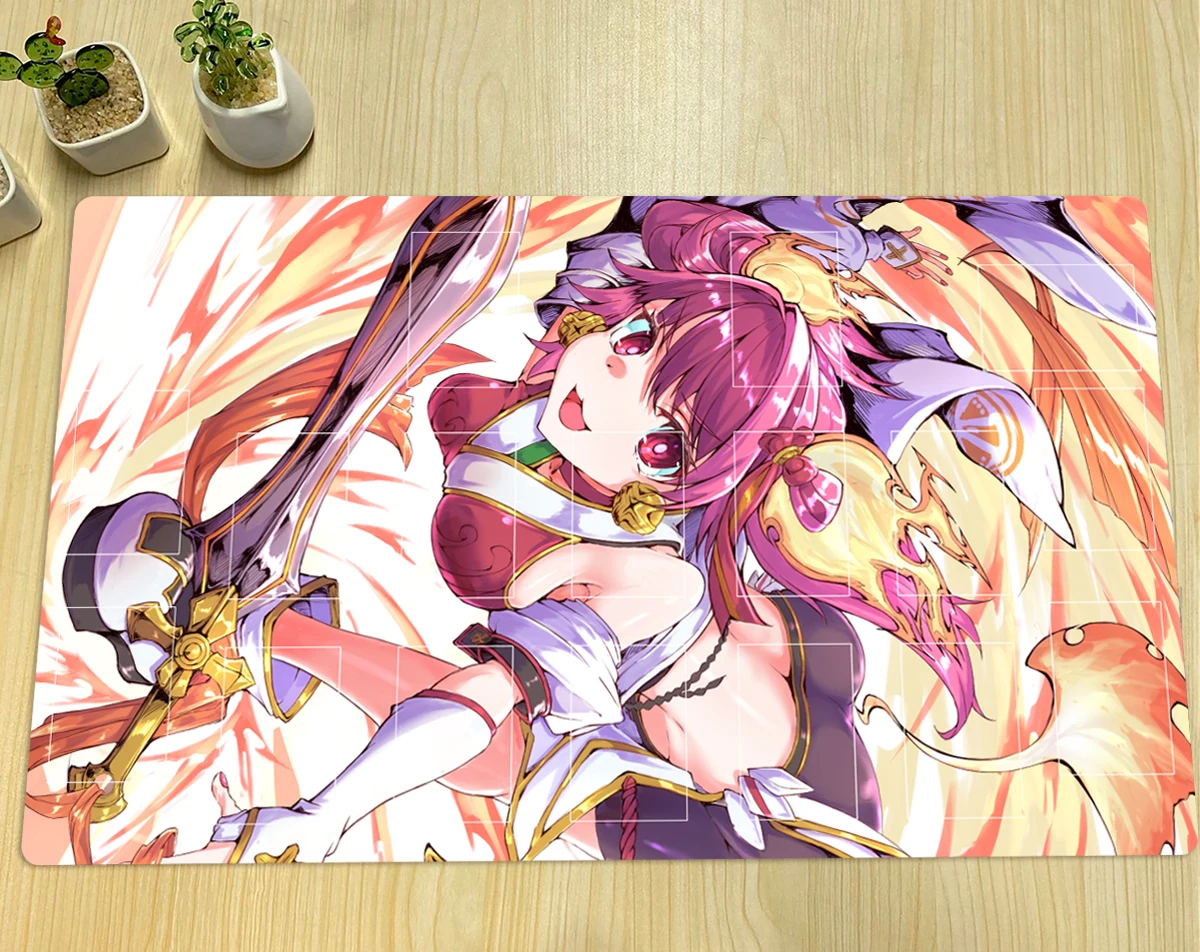 YuGiOh Ha-Re The Sword Mikanko TCG CCG Mat Board Game Playmat Trading Card Game Mat  Rubber Mouse Pad Zone Free Bag 600x350x2mm