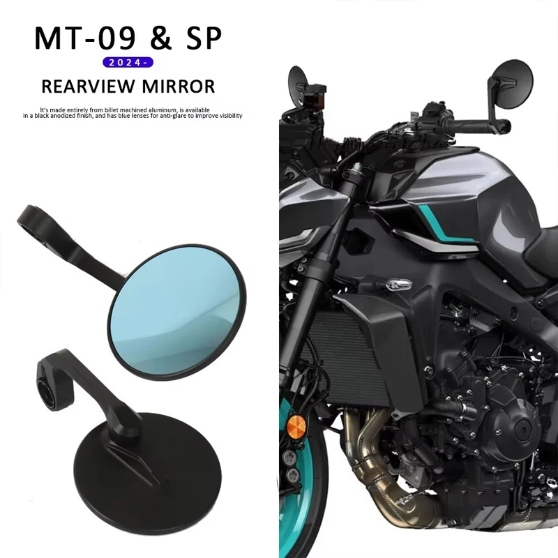

New Motorcycle Accessories Blue lenses Sport Handle Bar End Mirrors Rearview Mirror For Yamaha MT09 MT 09 MT-09 SP 2024 2025