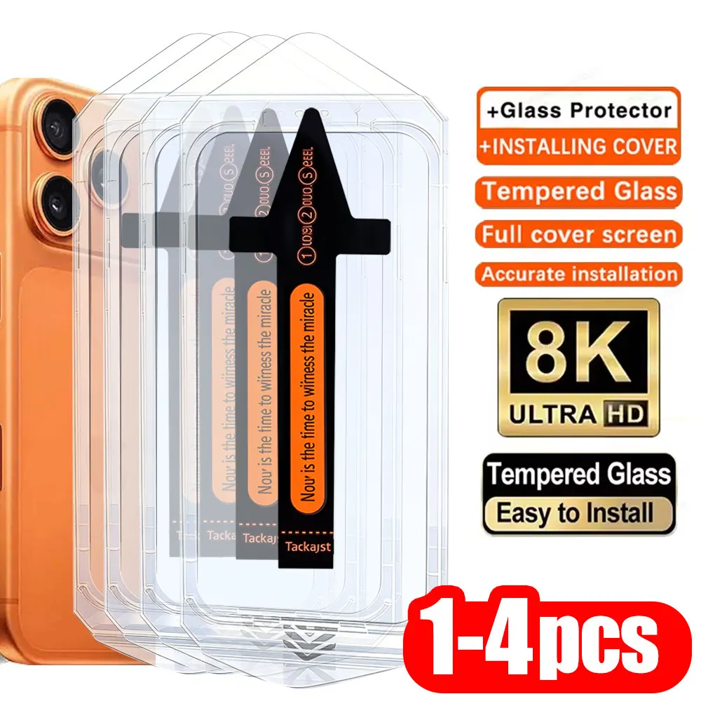 

1-4 шт. HD, простая установка, жесткая защитная пленка для экрана для iPhone 16 Pro Max 17 Air 16 13 11 15 14 Plus 12 XR X Xs закаленное стекло