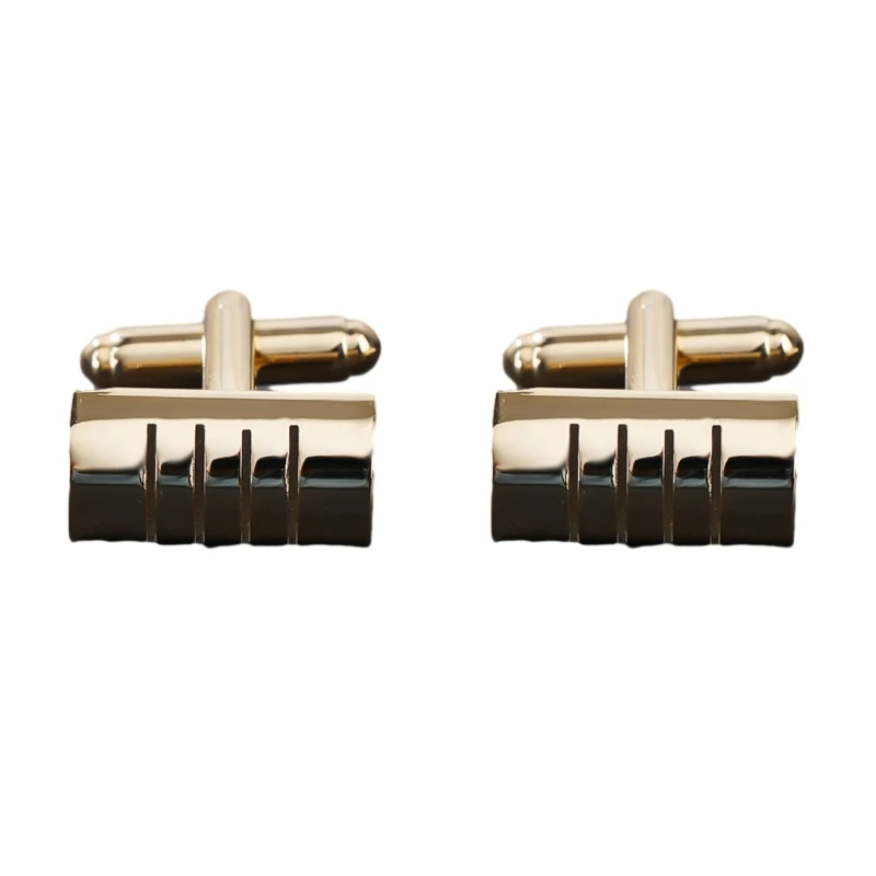 Elegant Rectangle Cufflinks for Formal Occasion Business Wedding Tuxedo Shirt Studs Gold Stripe Cuff Links Sleeve Button