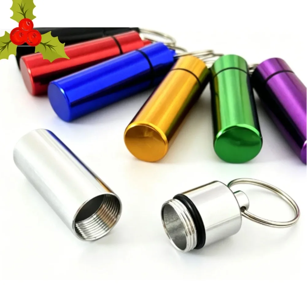 

Portable Aluminum Mini Pill Box Metal Toothpick Holders Bottle Medicine Vitamin Fish Oils Container Organizer Storage Pendant