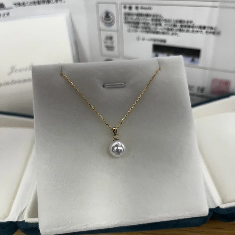 

Жемчужное ожерелье, кулон с пряжкой из семян дыни, жемчуг Акойя из морской воды, женские украшения из золота 18 карат