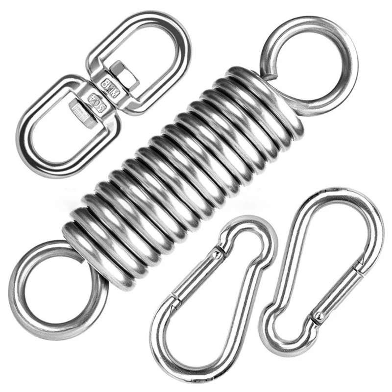 4PCS 304 Stainless Steel Heavy Duty Hanging Kit Spring Hook 360 Degree Spinning For Punching Bags Rocking Seat Swing Hammock