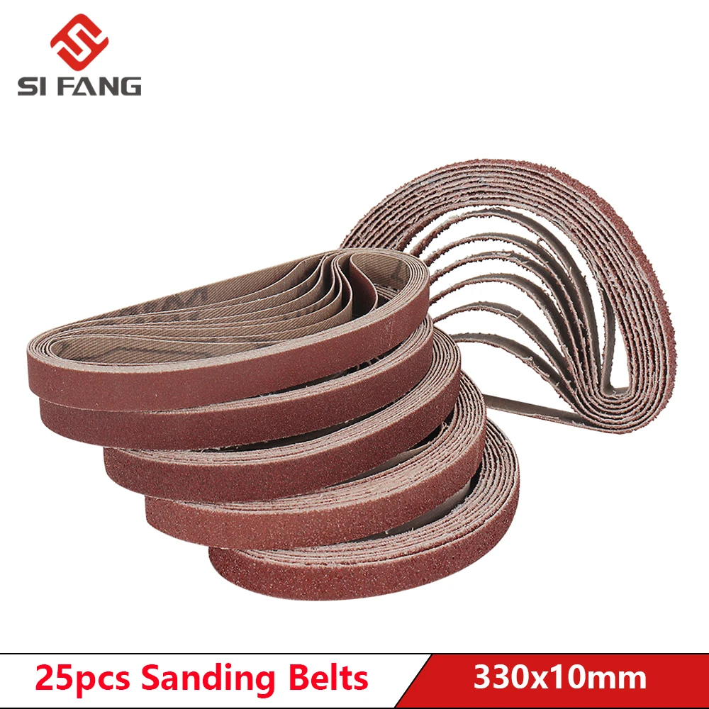 330x10mm Sanding Belt Alumina Zirconia Sander Belts Grit40-800 for Wood Soft Metal Grinding Polishing 25 Pieces