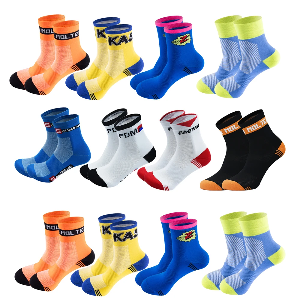 Six Pairs of Molteni Retro Cycling Socks Breathable Road Socks Men and Women Outdoor Sports Racing Cycling Socks  Z