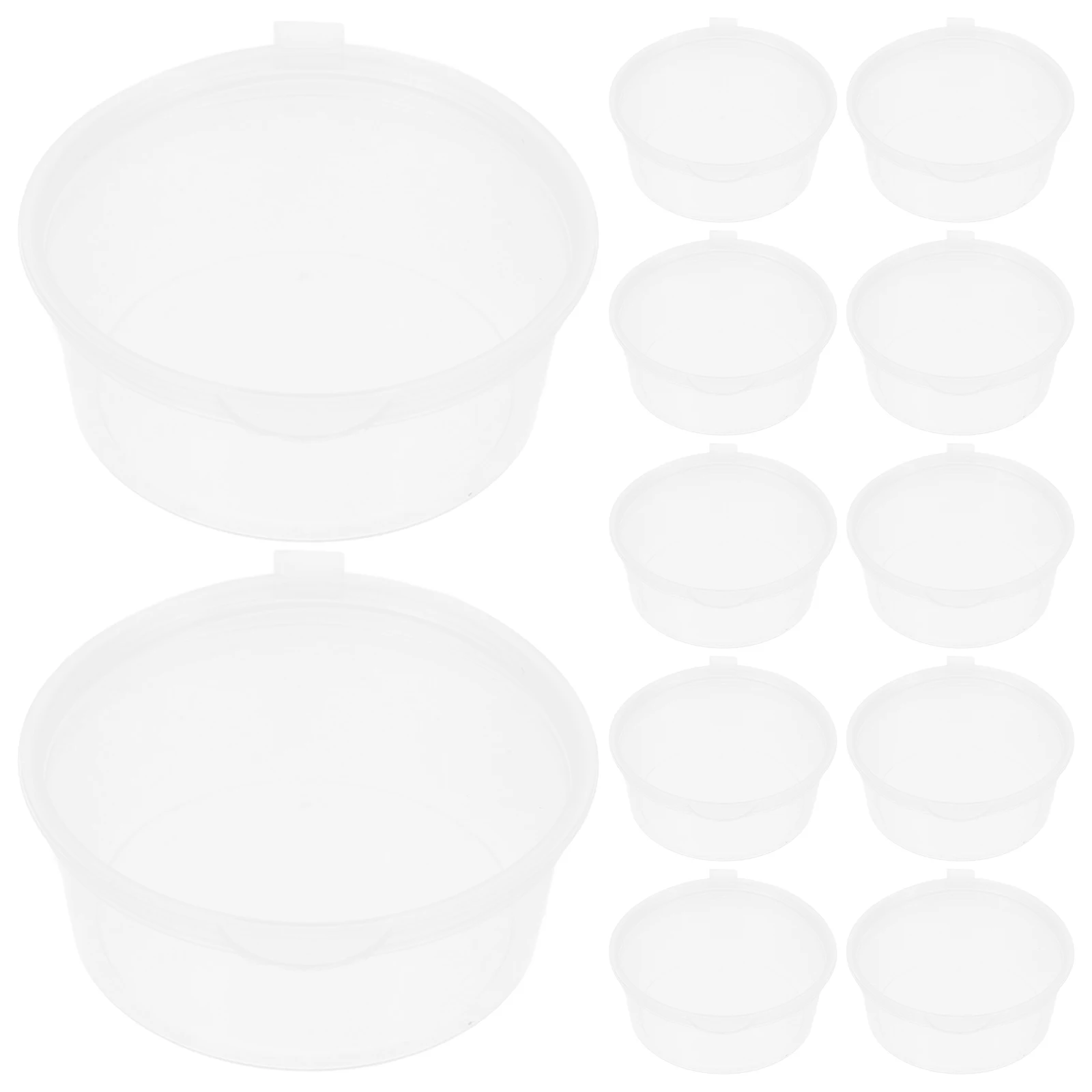 

50 Pcs Sauce Containers Dressing Boxes Dessert Cups Plastic Bowls Lids Dipping Condiment Takeaway Disposable Portion Cups