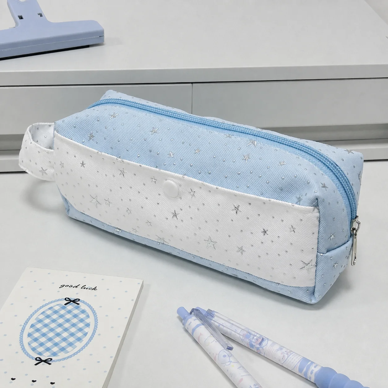 Polka Dot Pencil Bag Minimalist Check Pattern Pencil Bag Stationery Pouch Star Print Canvas Pencil Bag For Lipsticks Study Out