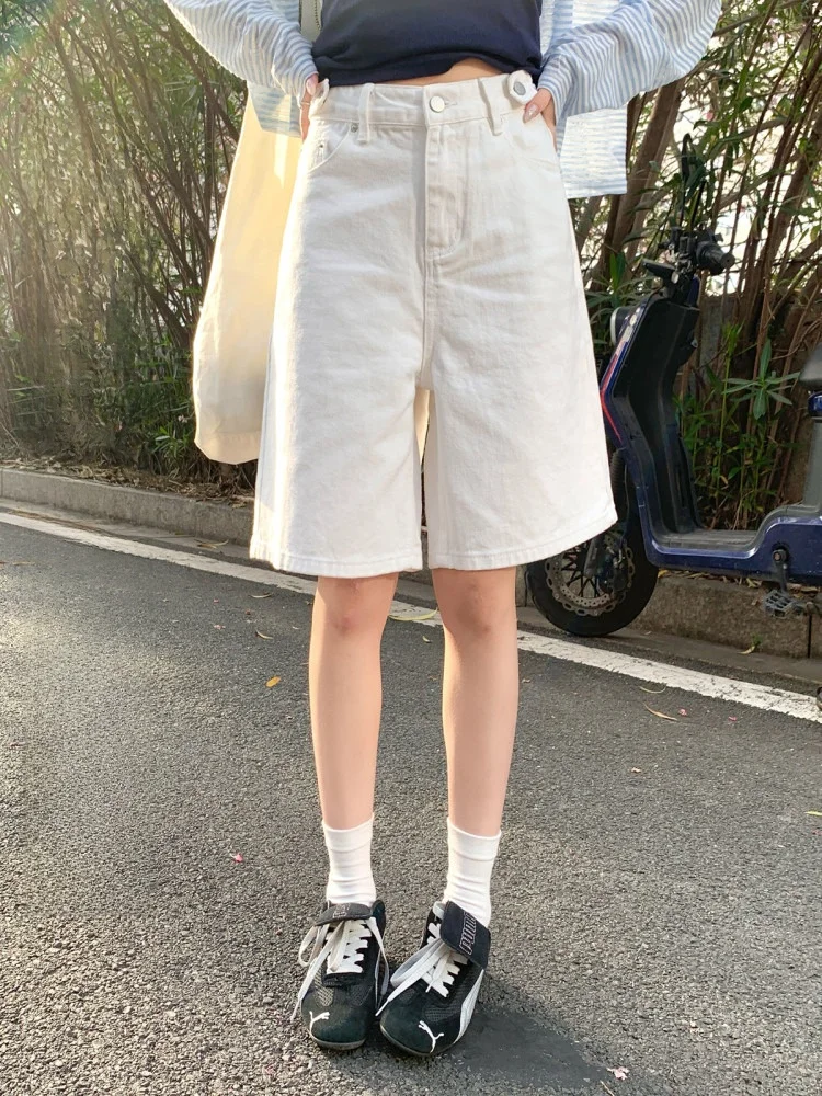 

Джинсы женские с высокой талией, широкие, свободного кроя, винтажные, с пятиточечными штанинами, повседневные, летние, из синей джинсовой ткани