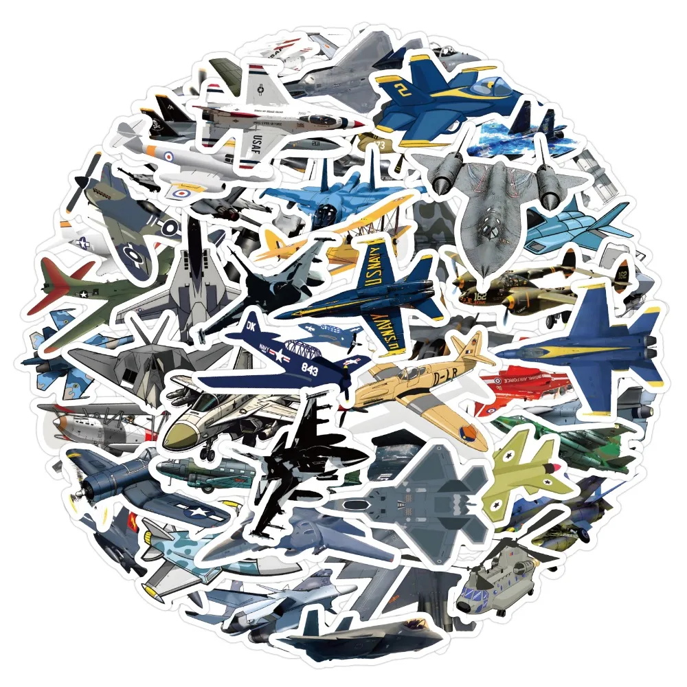 60pcs Cartoon Airplane Fighter Graffiti Stickers Aesthetic Phone Wall Scrapbook Motorcycle Waterproof Sticker for Kids Toys Gift