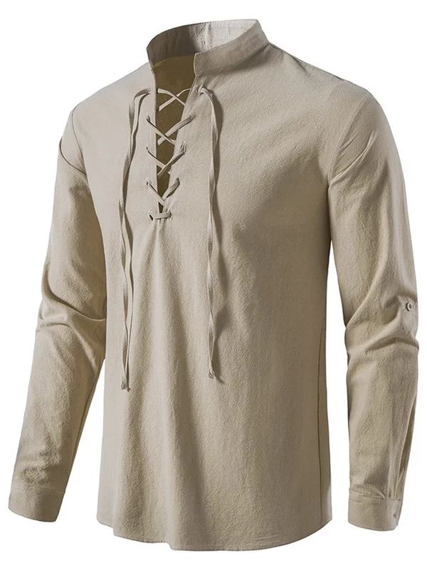 Nova Blusa Casual Masculina 2023 de Algodão e Linho, Camisa de Manga Longa com Gola, Fibra Coolmax Não Deformável, Roupa Interior para Mulheres