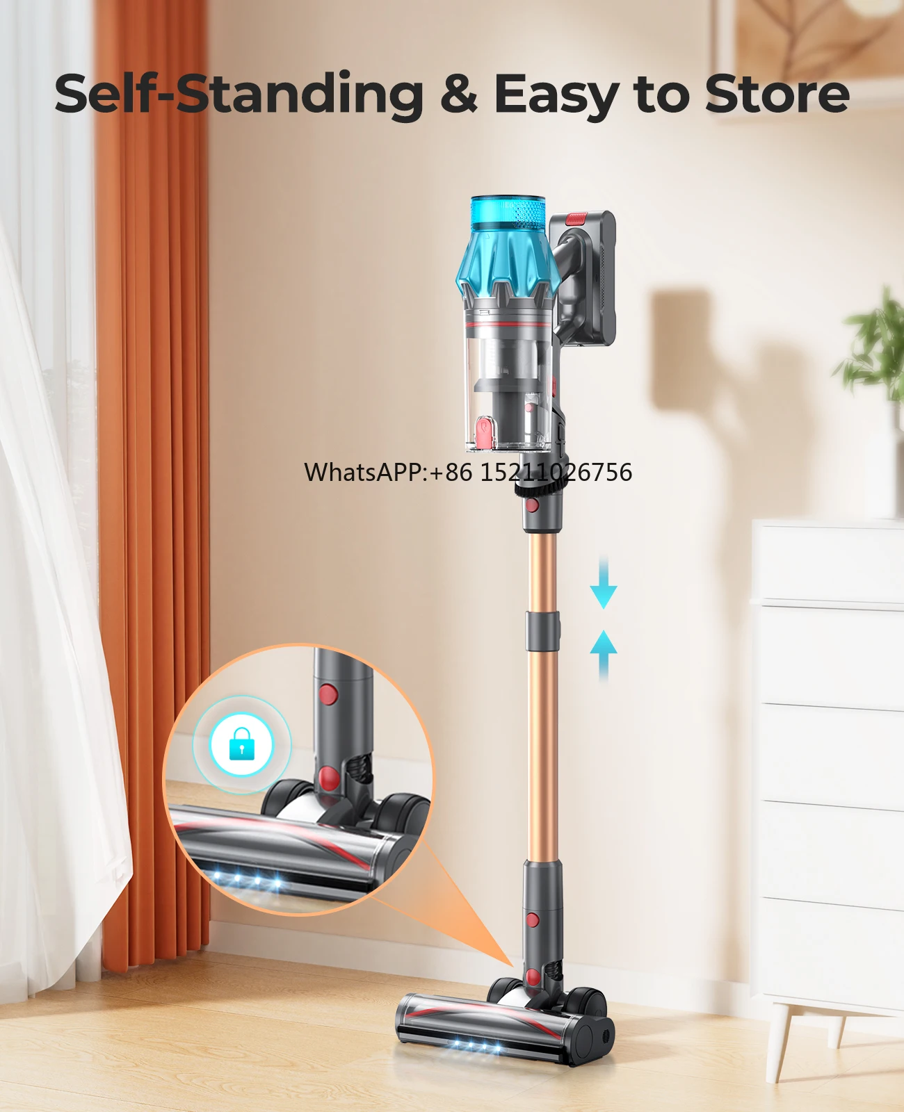 Laresar Touch Screen 550W 45Kpa Stick Cordless Vacuum Cleaner with Charging Station for Carpet, Hard Floor, Pet Hair