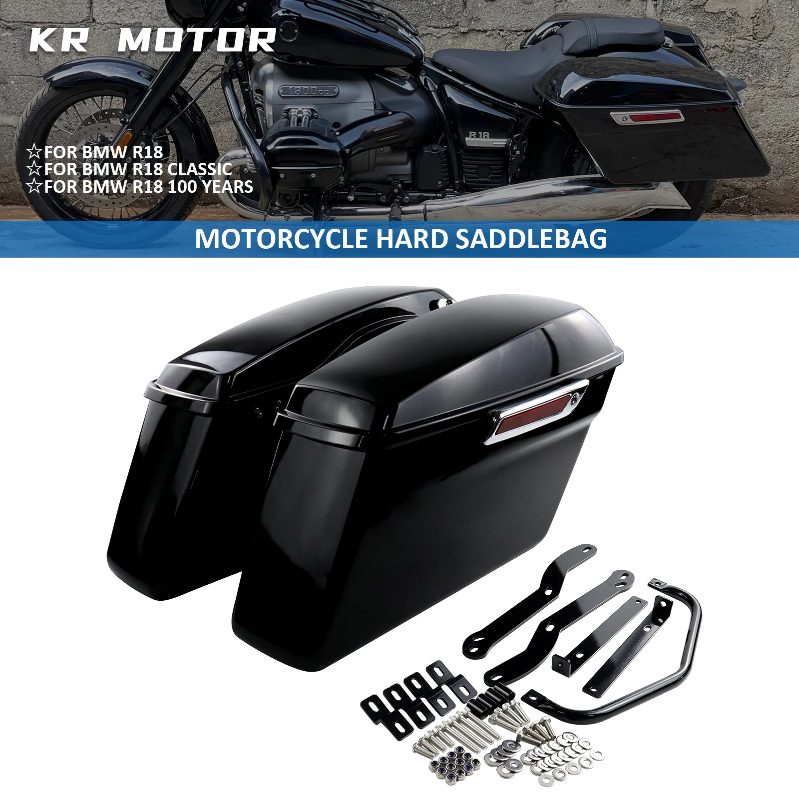 

Motorcycle Hard Saddlebag Saddle Bags Trunk Luggage Bag Bagger Styling Storage Bag For BMW R18 R18 Classic 100 Years 2020-Up