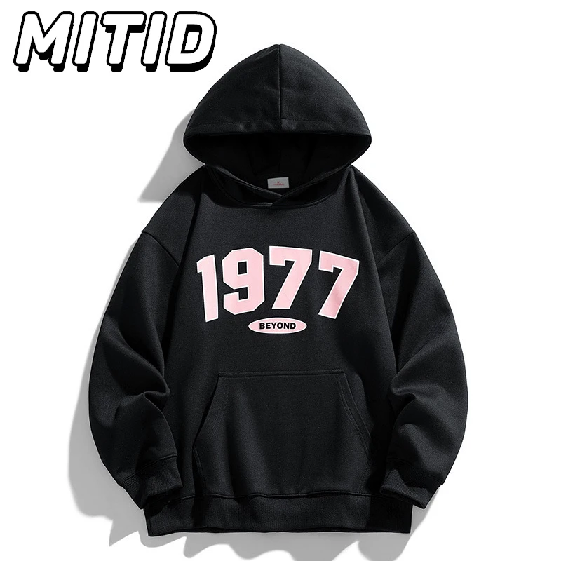 Hip Hop Men's Hoodies Simple Design Letters Print Y2k Vibe Trendy Sweatshirts High Street Hoodies For Men Couple Korean Clothes