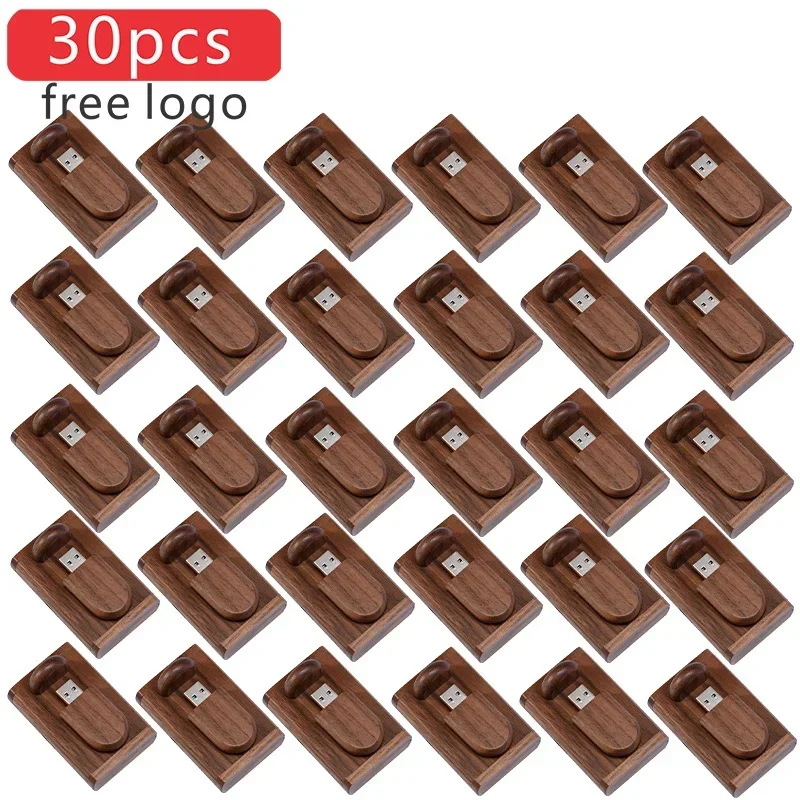 JASTER 30pcs/Lot (Free LOGO) High speed USB 2.0 Flash Drive  Wooden Pendrive 8GB 16GB 32GB 64GB 128GB Memory Stick Wedding Gift