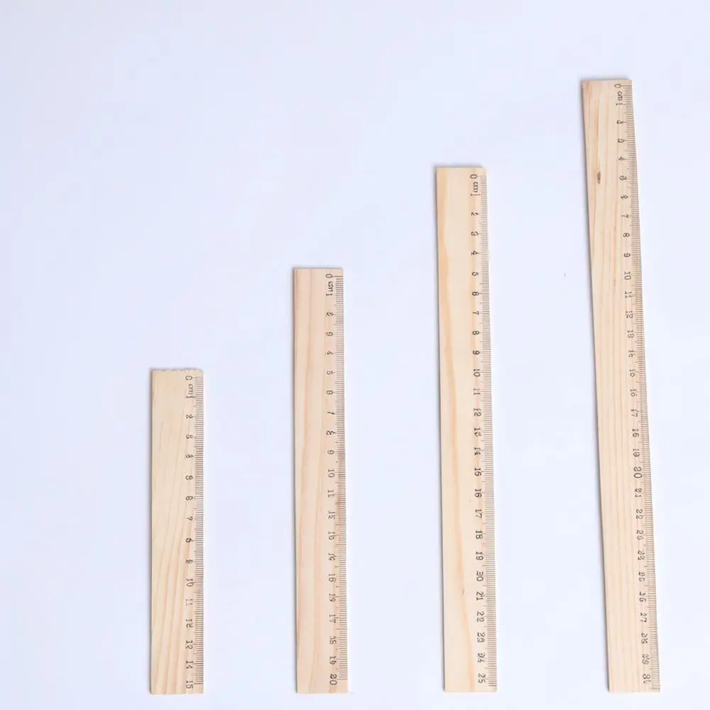 Natural Wood Measuring Ruler School Stationery Office Drafting Tool Portable Precision Scale Straight Edge For Students Teachers