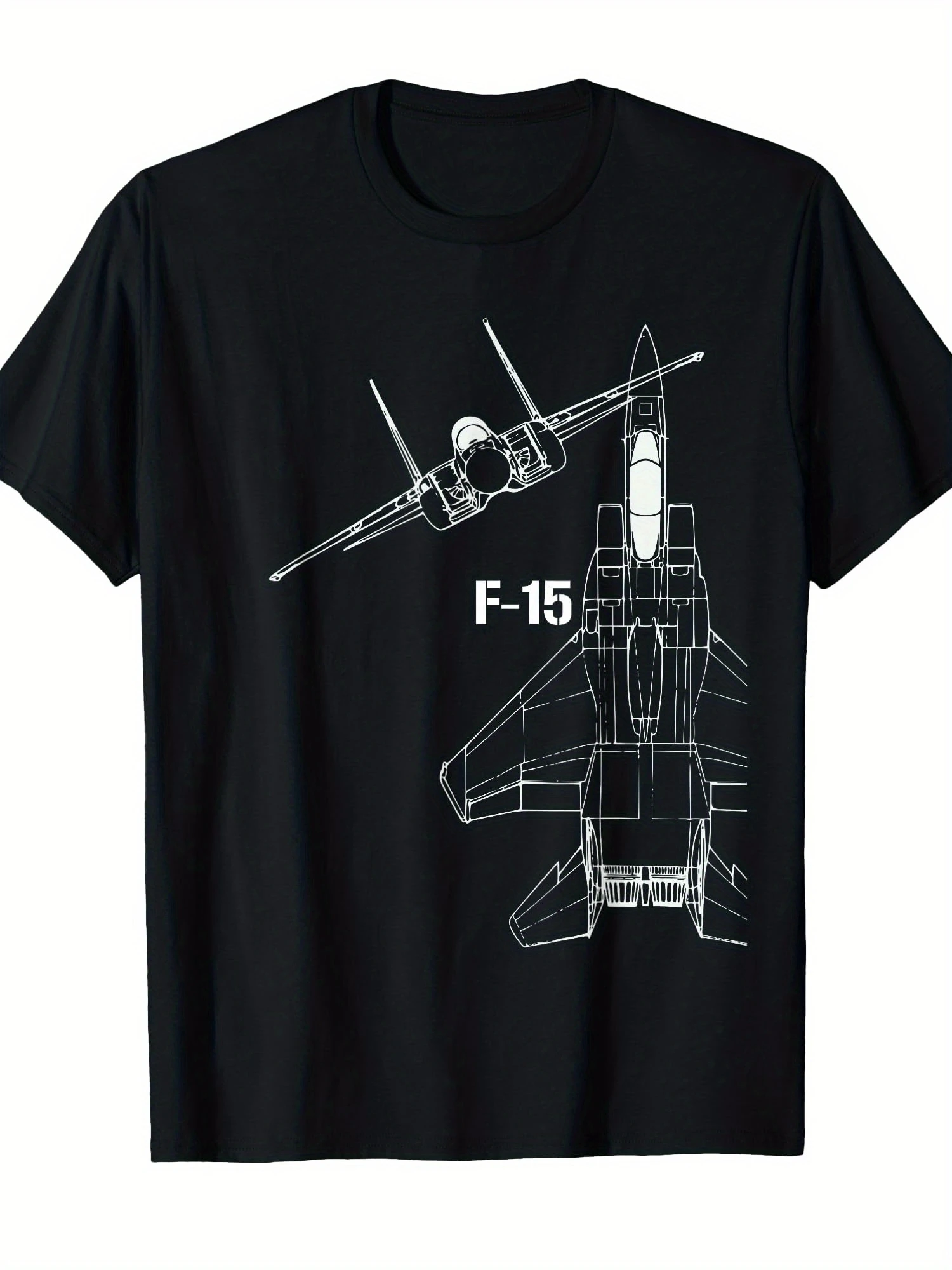 Men'S F-15 Jet Stealth Fighter T-Shirt - Aviation Enthusiast Graphic Tee with Detailed Aircraft Design, Breathable Comfort Fit