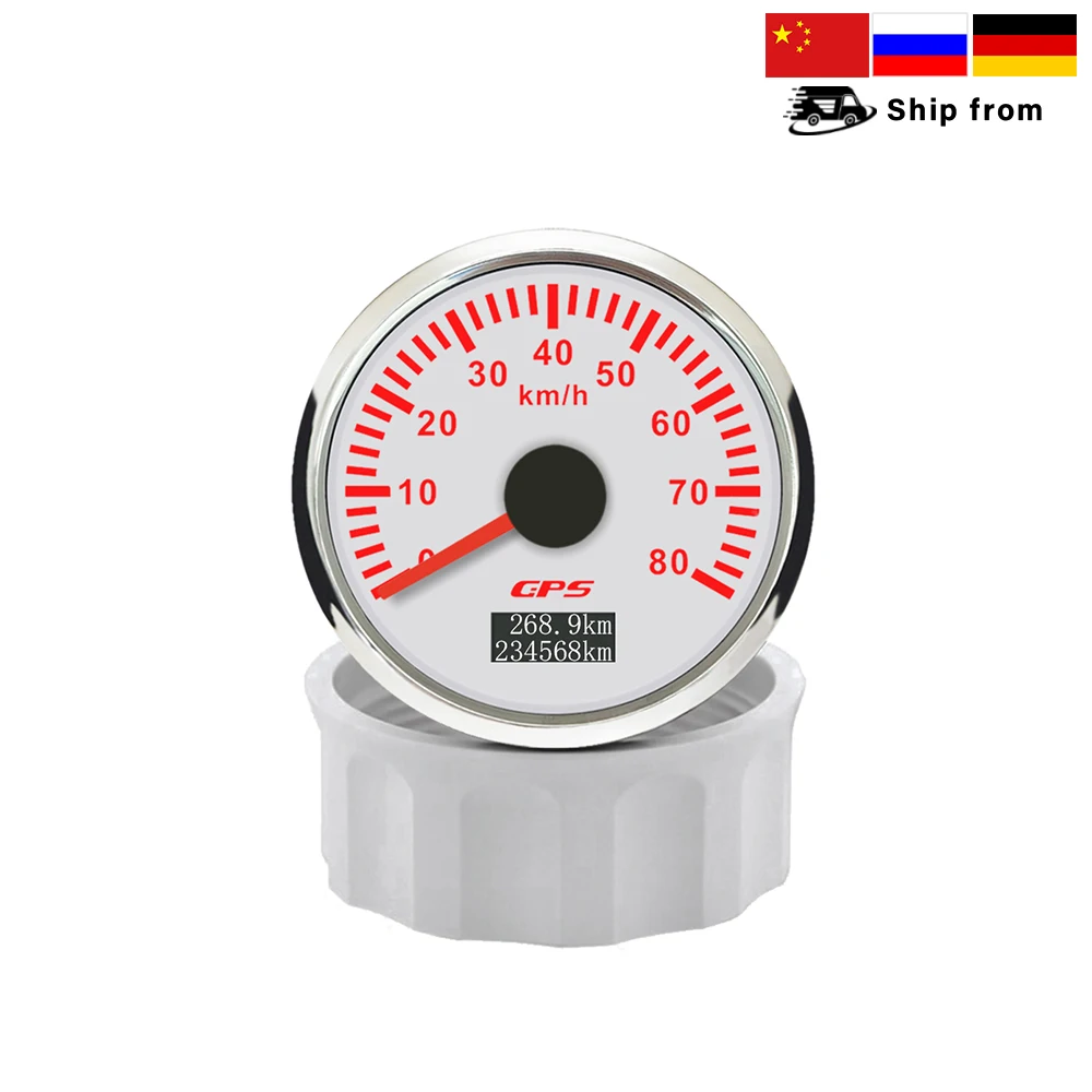 ELING 52mm (2'') GPS Speedometer 30 60 80 120 200 km/h Odometer with 7 Colors Backlight for Auto Motorcycle RV Boat