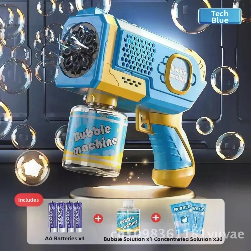 Handheld Automatische Bubble Gun 2024 Netto Rode Ruimte Explosie Ontwerp 8-gaats Bubble Machine voor Kinderen Interactief Speelgoed met Bubble
