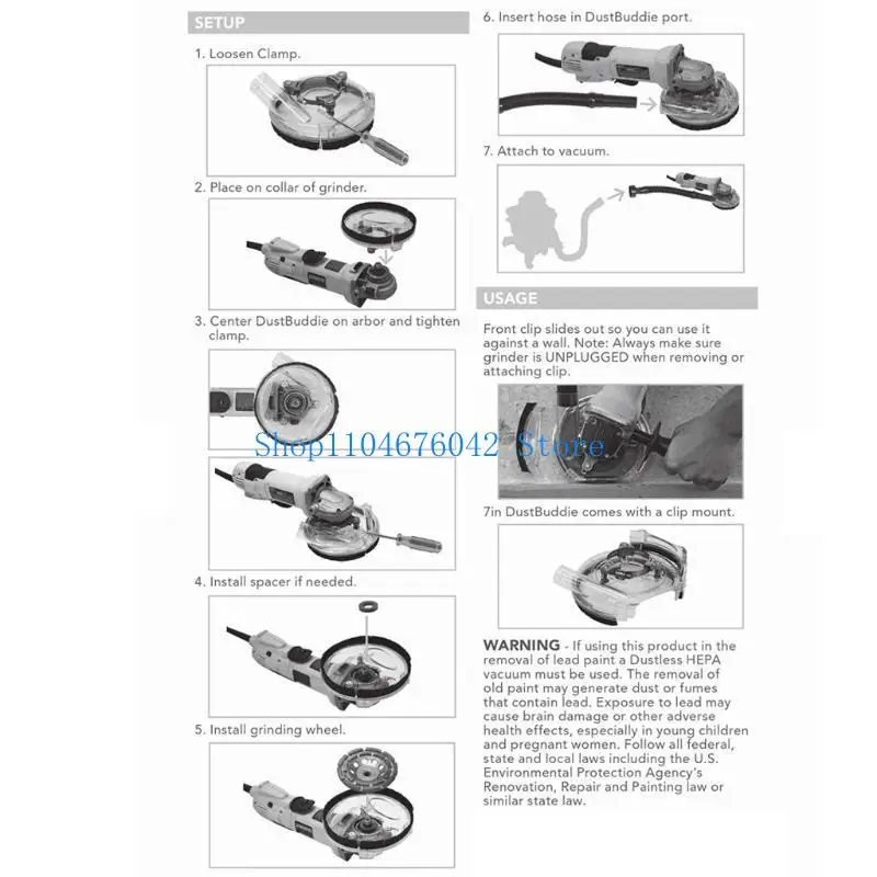652F Dust Shroud Dry Grinding Dust Cover for Angle Hand Grinder Clear 4