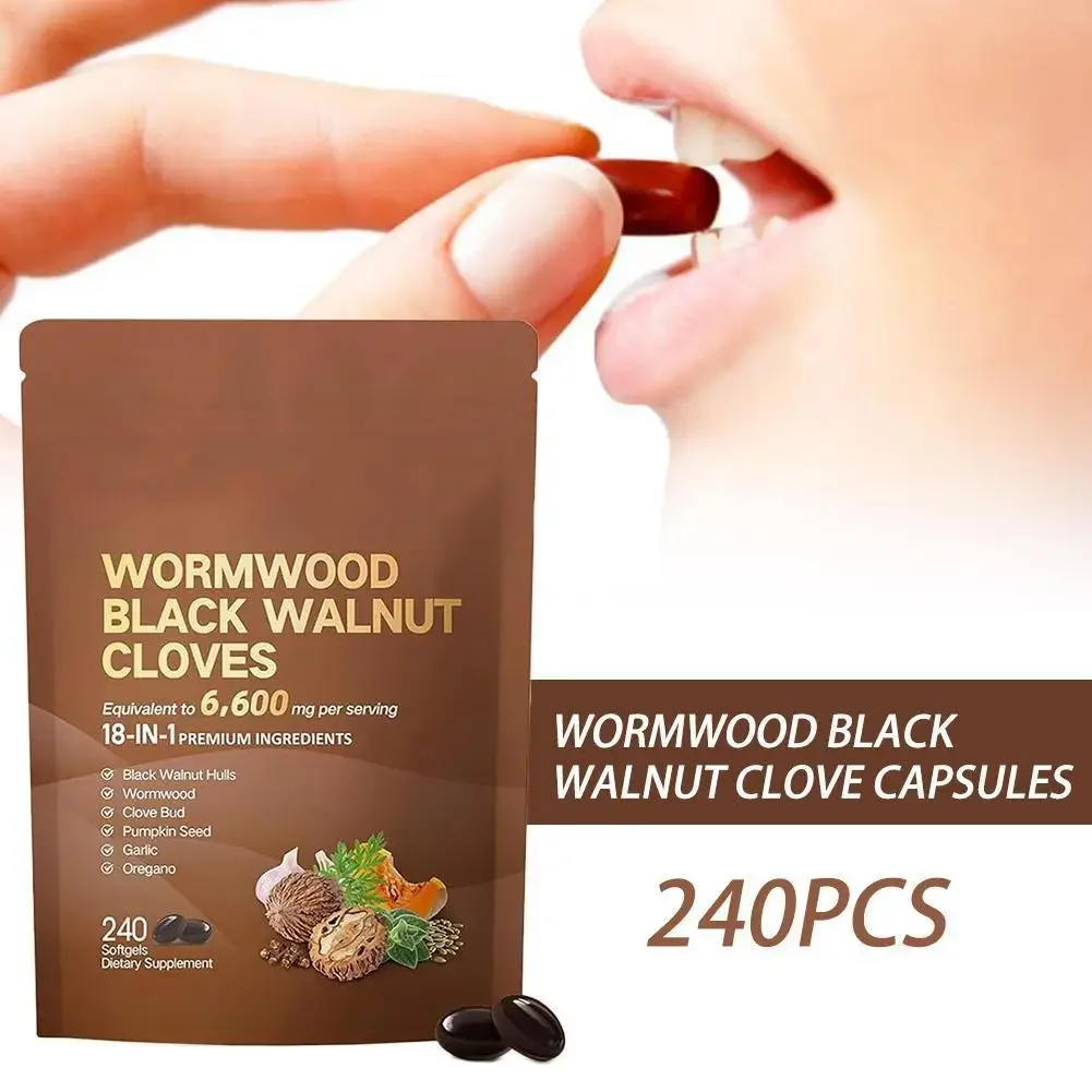 240 Count Wormwood Black Walnut Clove Capsules Cleanse Detox Care Support with 6600mg 18 in 1 Herbal Blend with Pumpkin Seed