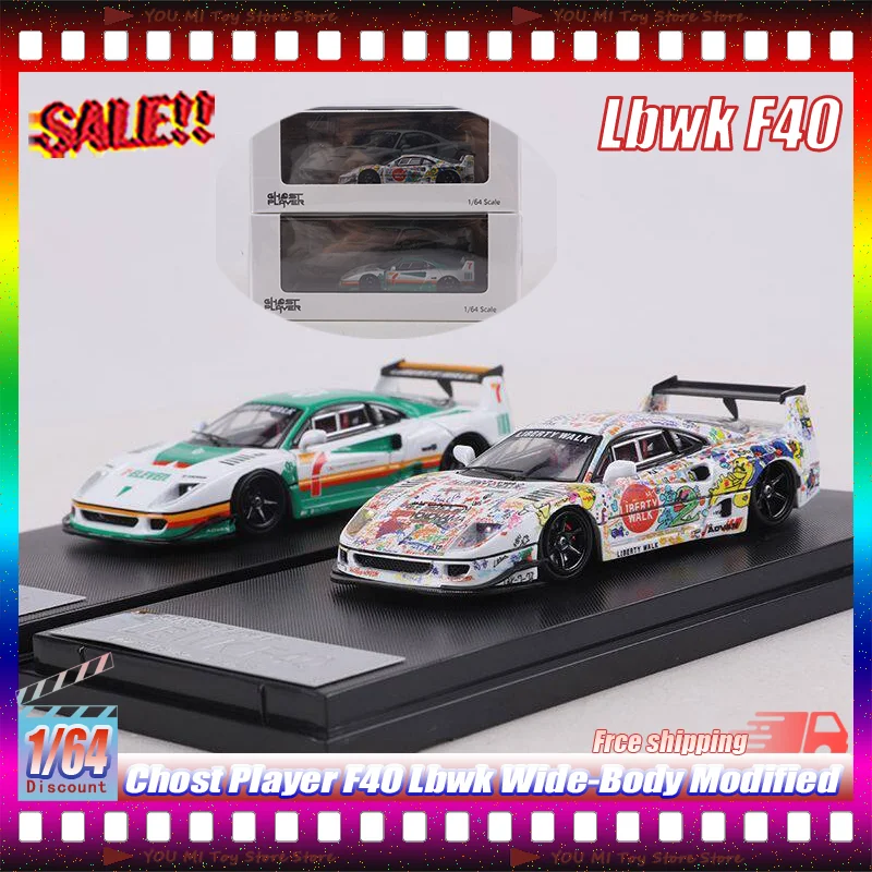 

1:64 New In Stock Chost Player F40 Lbwk Wide-Body Modified Realistic Alloy Miniature Casted Car Model Collectible Kid Toys Gifts