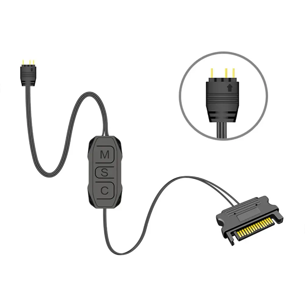 

Argb Mini Controller With Lengthen Cable Wide Compatibility 5v 3-pin To SATA Power Supply RGB Sync Controller