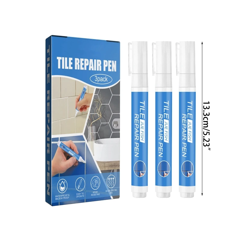 3Pcs Tile Grout Pen Waterproof Tile Repair Pen White Tile Paint Pen Tile Marker Drop Shipping