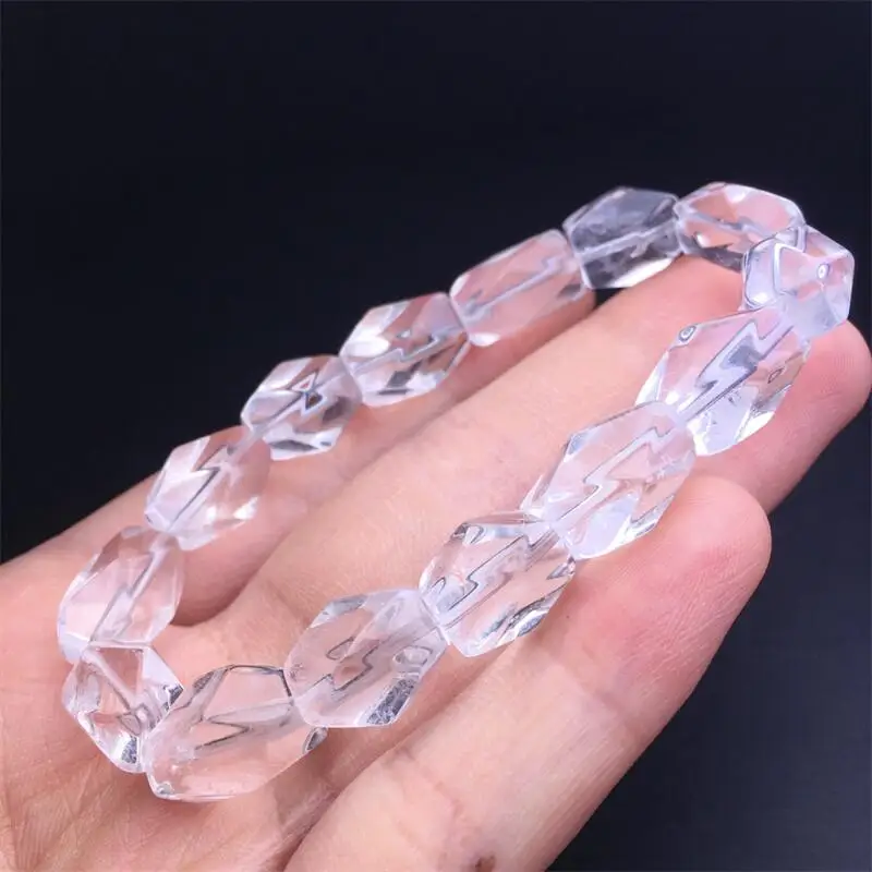 

10MM Natural Clear Quartz Freeform Bead Bracelet Gemstone Jewelry Reiki Stone Healing Gift For Women 1PCS