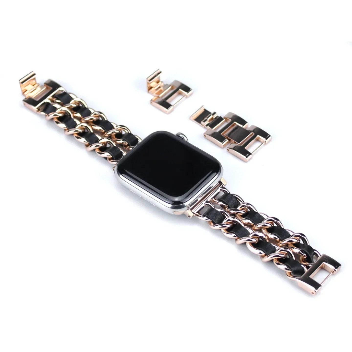 

2pcs Watchbands Apple 8 Watch Chic Style Strap Suitable for IWatch SE Metal Chain 4567 Generation Wristband