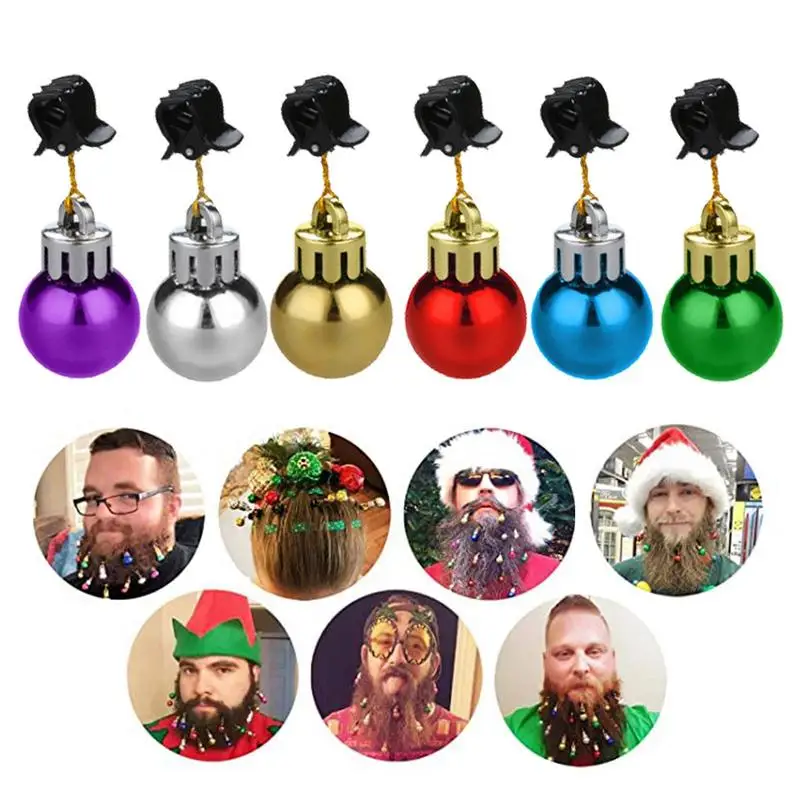 Christmas Beard Baubles Ornaments Colorful Xmas Facial Decoration For Men New Year Beard Baubles Ornaments  ﻿