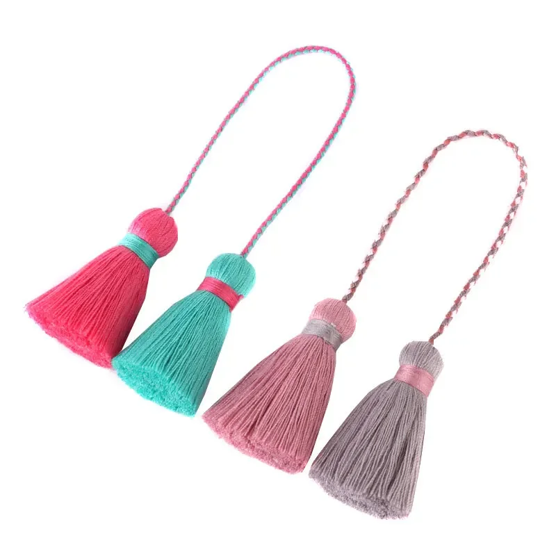 2/5Pcs Tassels Double Ended Cotton Thread Tassels Handmade Craft Tassels with Loops for DIY Crafts Jewelry Making