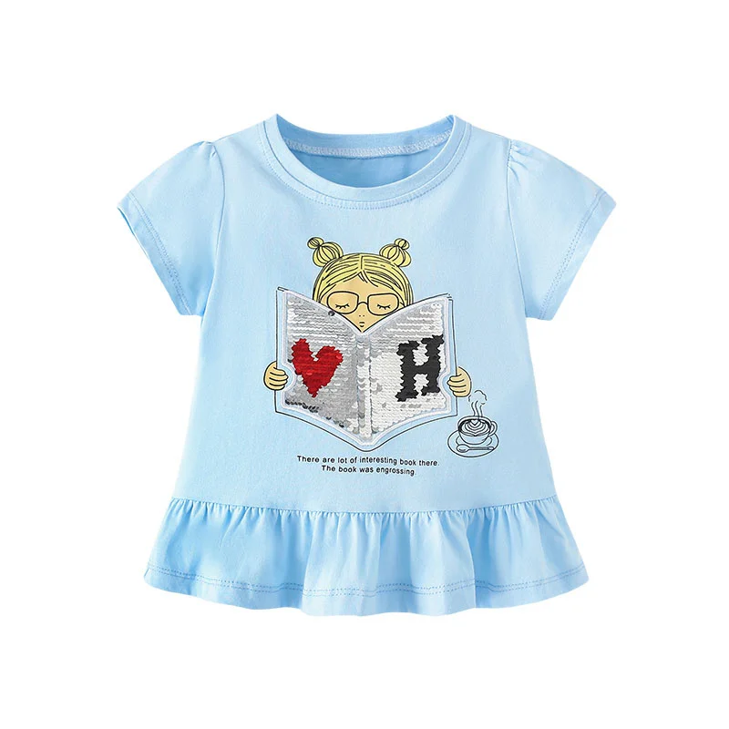 2-7T 95% البوليستر طفل الفتيات تيز الصيف طفل الملابس الساخن بيع قصيرة الأكمام الاطفال بلايز الأطفال بلايز #1