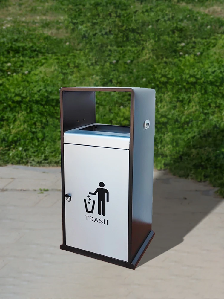 

Уличная мусорная корзина из нержавеющей стали с двумя классами Dusin Modern Sle Square Ape Прочная металлическая внутренняя ванна для квадратных и...