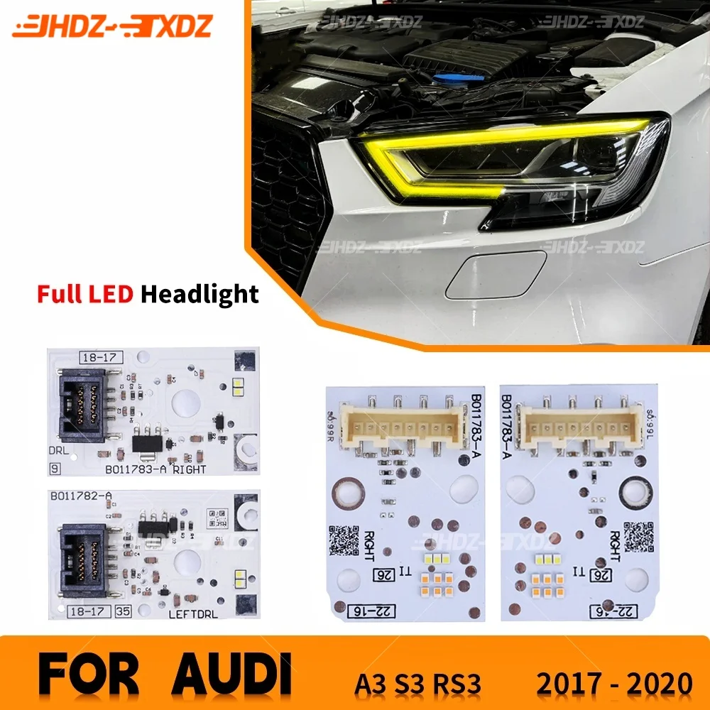 DRL LED Board Angel Eye 8V0998473A 8V0998474A For Audi A3 S3 RS3 17-20 Headlight Daytime Running Light Chip Module Yellow Blue