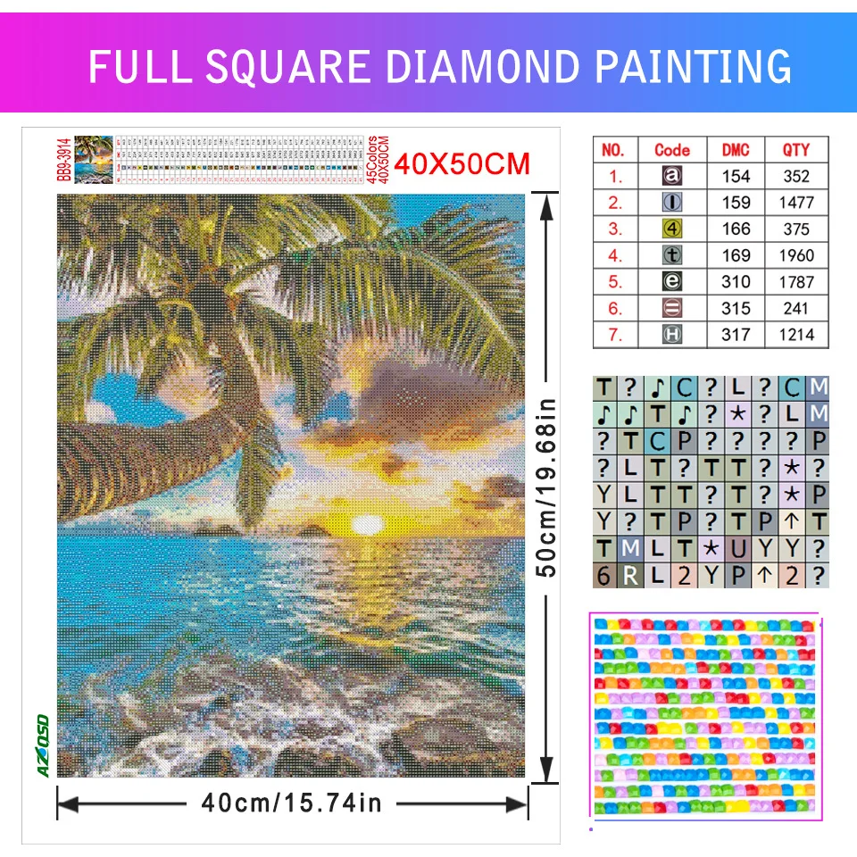 AZQSD 5D Diamond Art Painting Kits Seaside Sunset Bridge Picture Of Rhinestones Diamond Embroidery Scenic Mosaic Love Home Decor