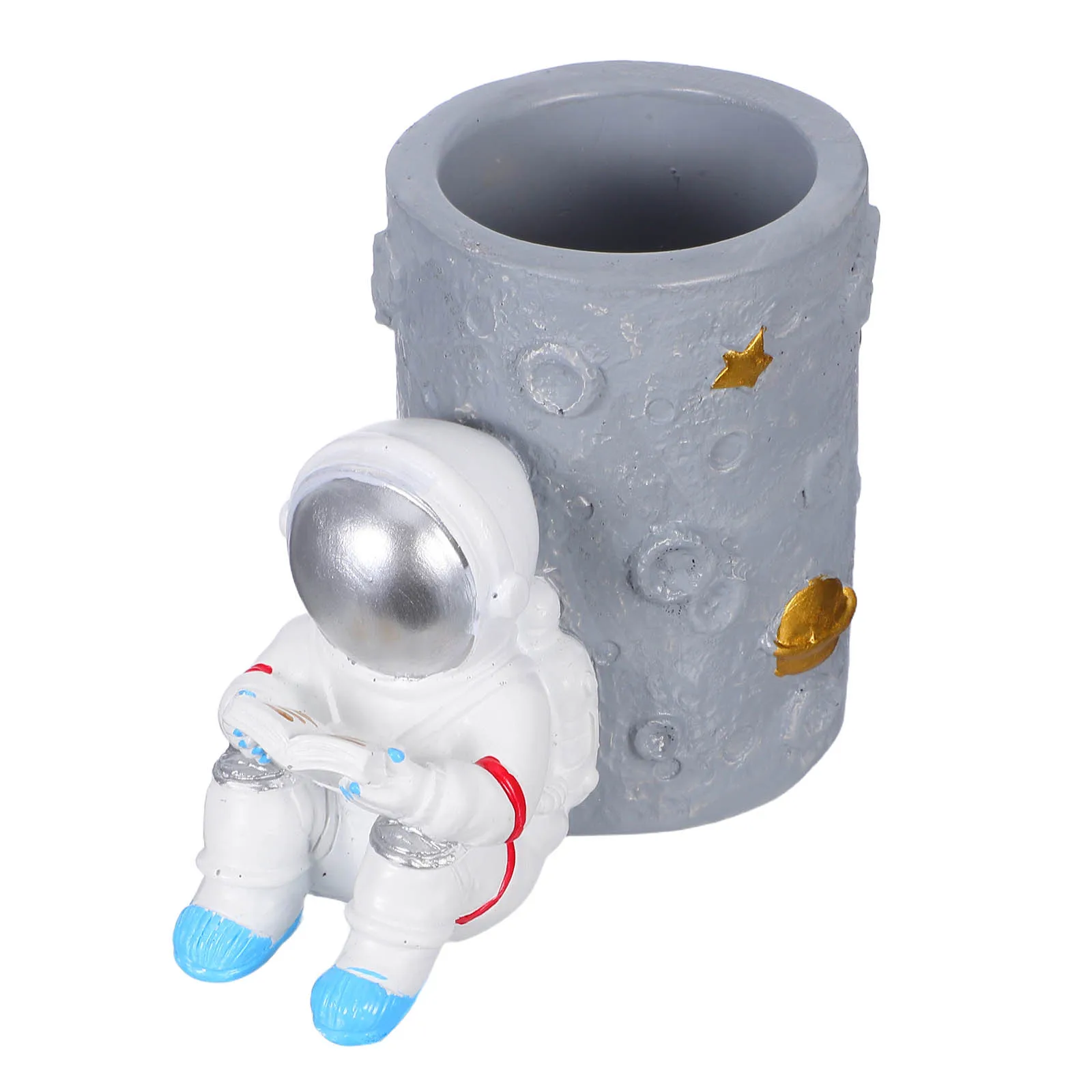 

Stylish Resin Astronaut Pen Holder Functional Pencil Cup for Organizing Stationery Makeup Brushes Home Office Decorative Use