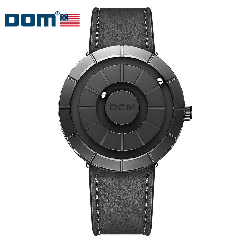 DOM 1753 New Quartz Watch for Men TOP Band Business Leather Strap Creative Scrolling Beads Magnetic Force Waterproof Wristwatch